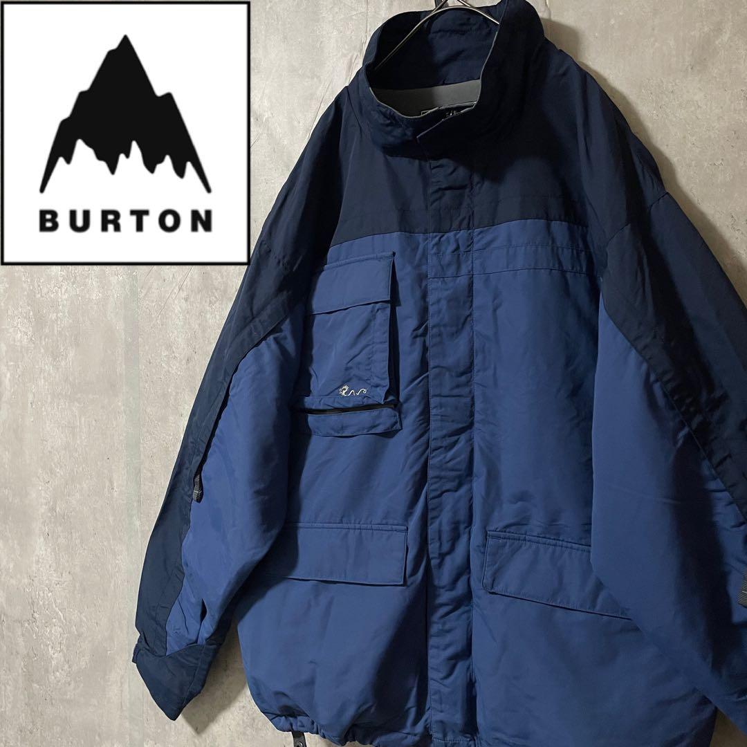 Burtonバートンスキーウェアスノーボードジャケット紺ネイビー青ブルー刺繍ロゴ