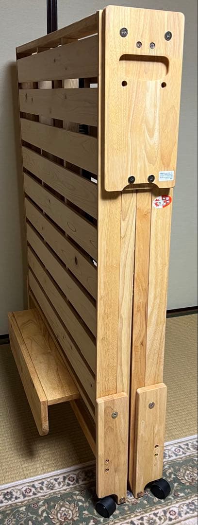 まゆ　檜製　折り畳み　すのこベッド ハイタイプ　キャスター付き　中居木工製