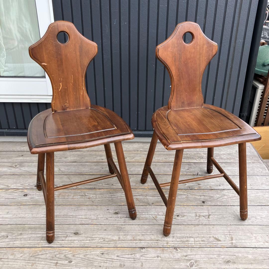 ② アンティーク 北欧レトロ 装飾 木製椅子 チャーチチェア ダイニングチェア