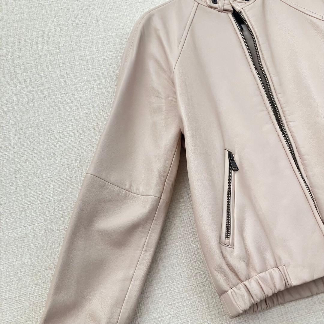 美品 COACH コーチ 本革 羊革 ラムレザージャケット スタンドカラー XS