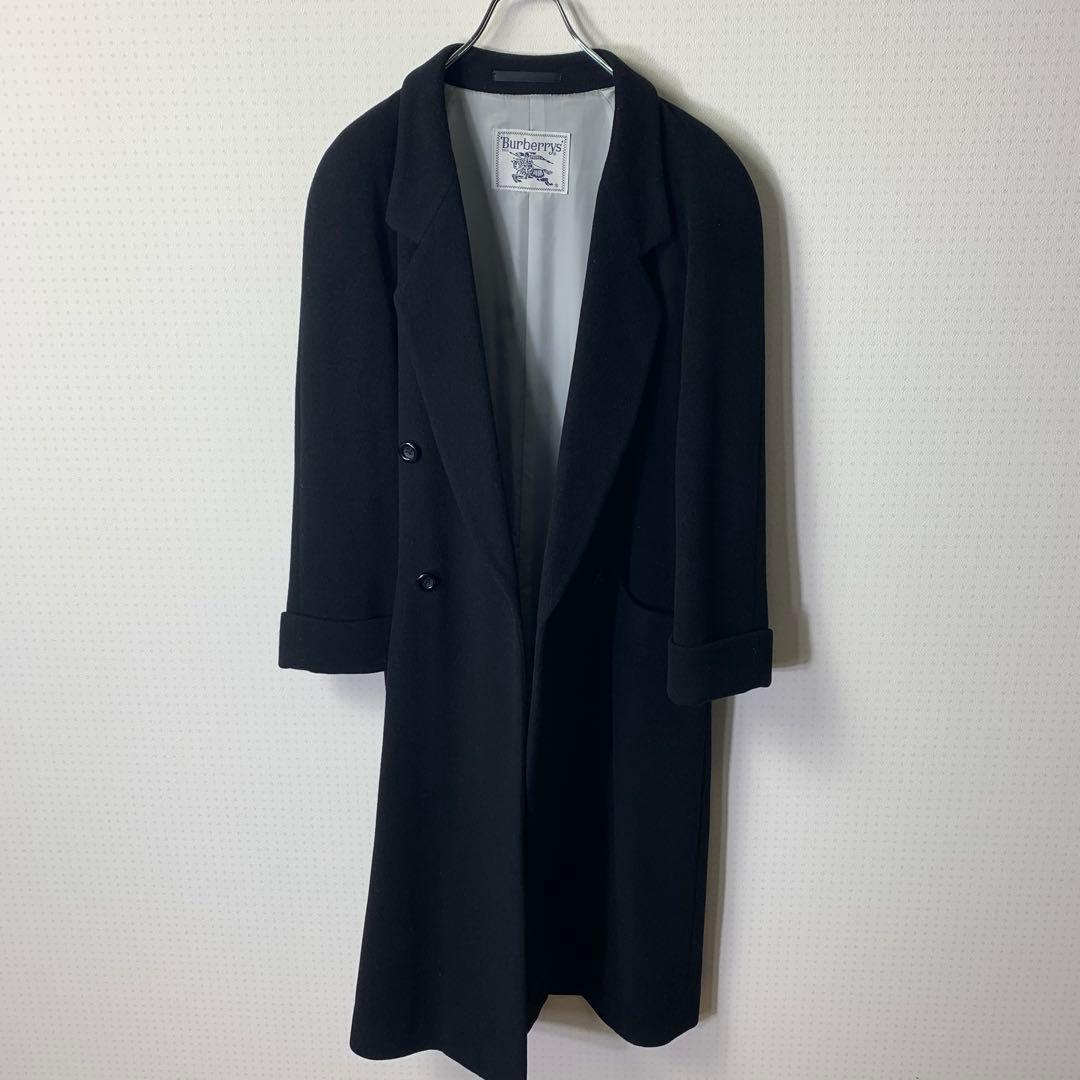 美品 Burberrys カシミアブレンドウールダブルコート ブラック 90s