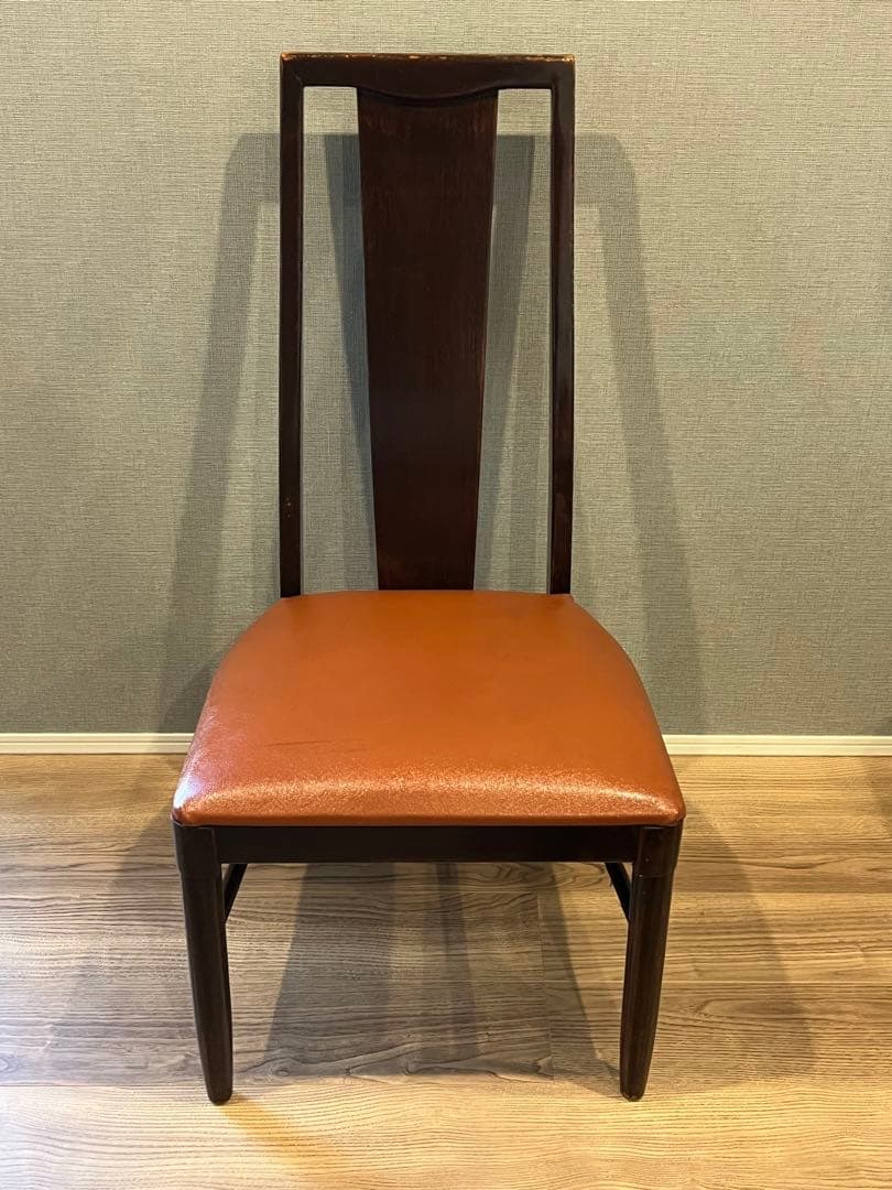 アンティーク調 ダイニングチェア 木製×レザー調座面 1脚