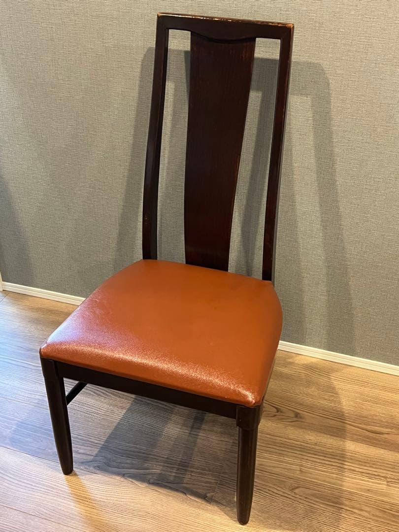 アンティーク調 ダイニングチェア 木製×レザー調座面 1脚