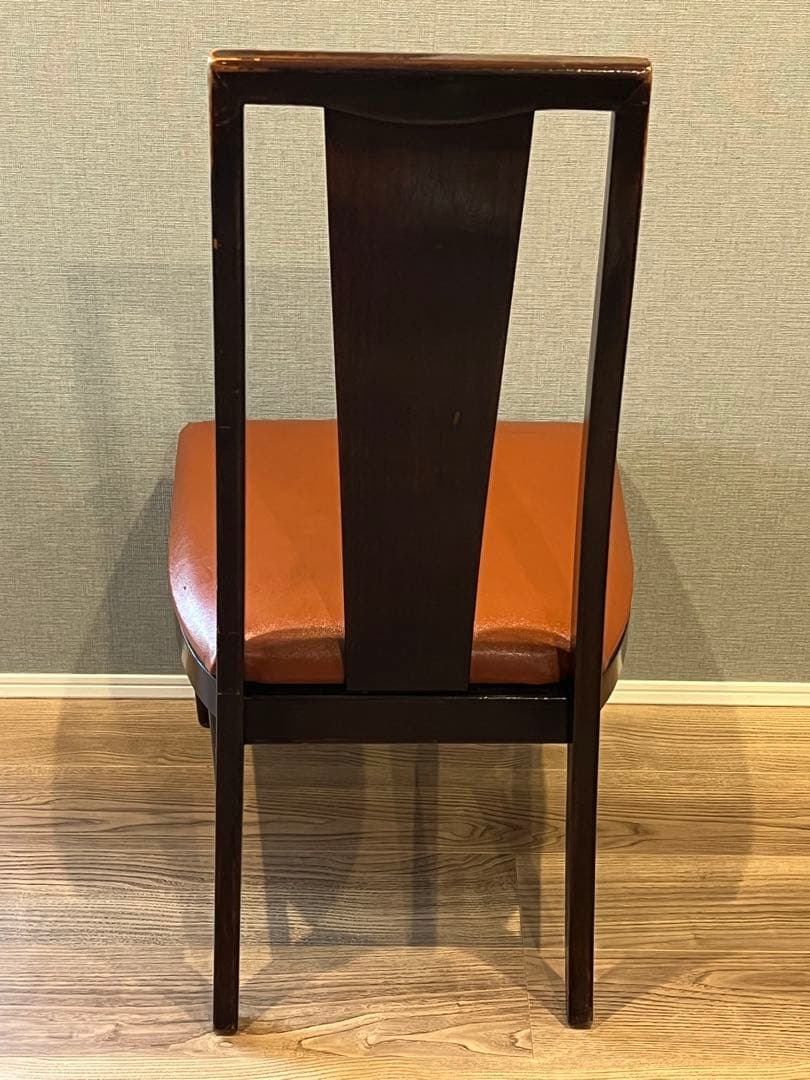 アンティーク調 ダイニングチェア 木製×レザー調座面 1脚