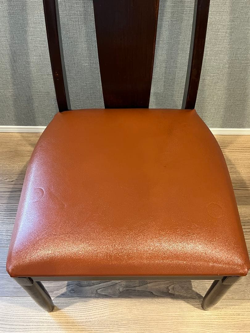 アンティーク調 ダイニングチェア 木製×レザー調座面 1脚