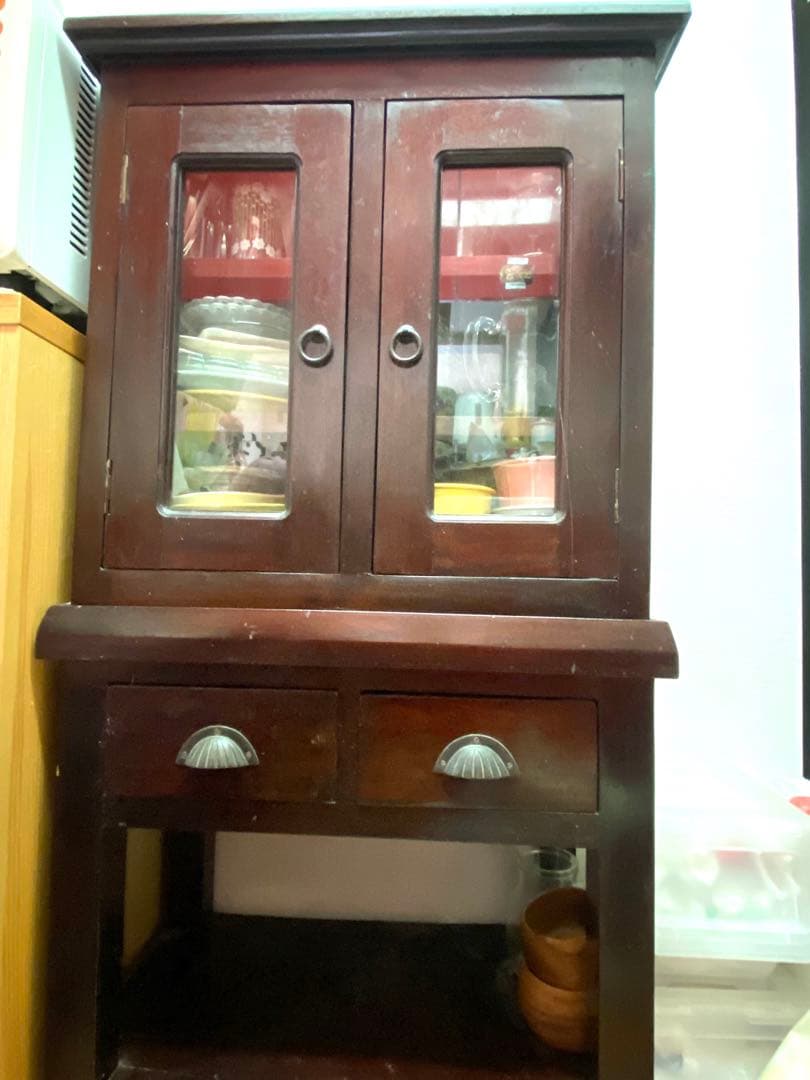 木製クラシックキャビネット　アンティーク　ヴィンテージ　棚　シェルフ　チーク材