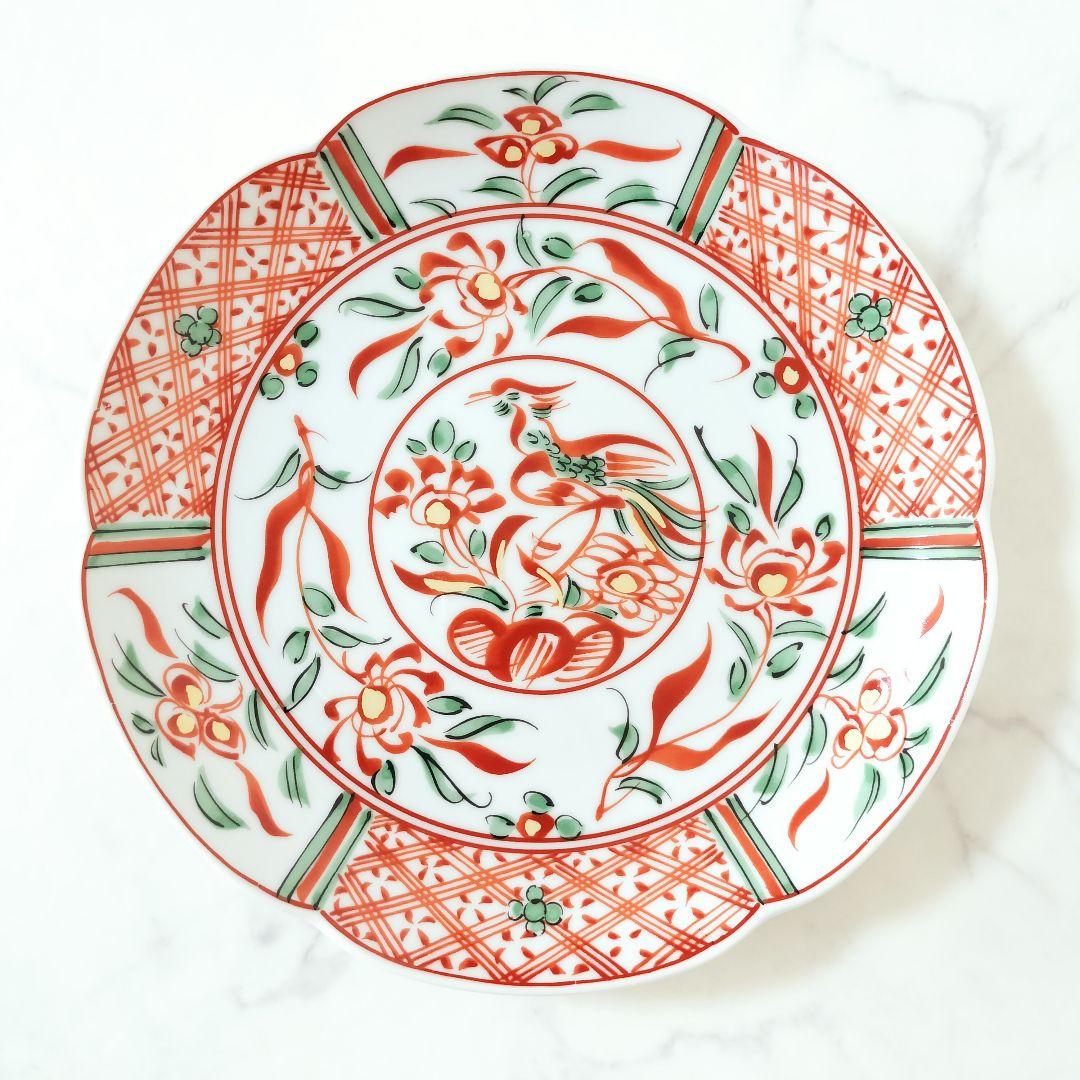 たち吉 赤絵花鳥 中皿 5枚セット 橘吉 平安橘吉 赤絵 金彩