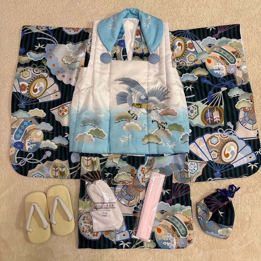 【美品】七五三　男の子用着物 3歳　被布フルセット