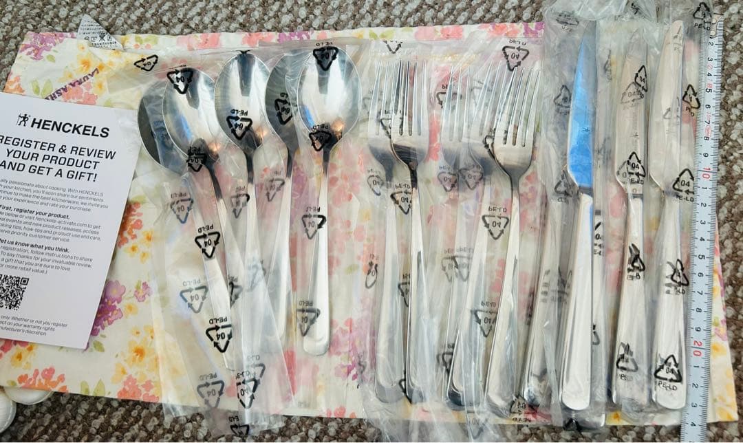 新品ヘンケルスのカトラリーセット 15本ステンレスナイフ、フォーク、スプーン