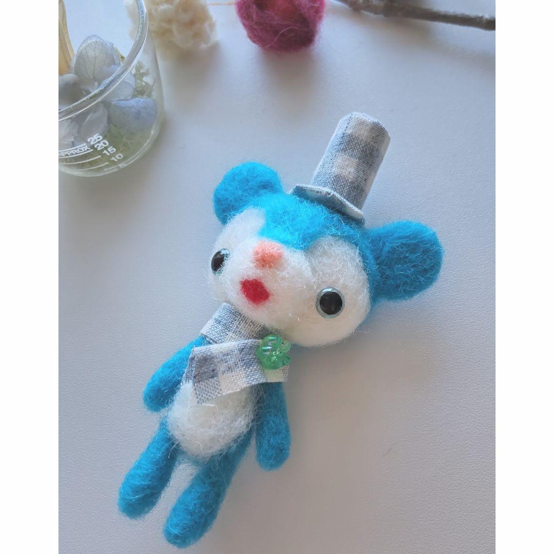 【✽確認用✽】レトロブルーのくまさん✽羊毛フェルト