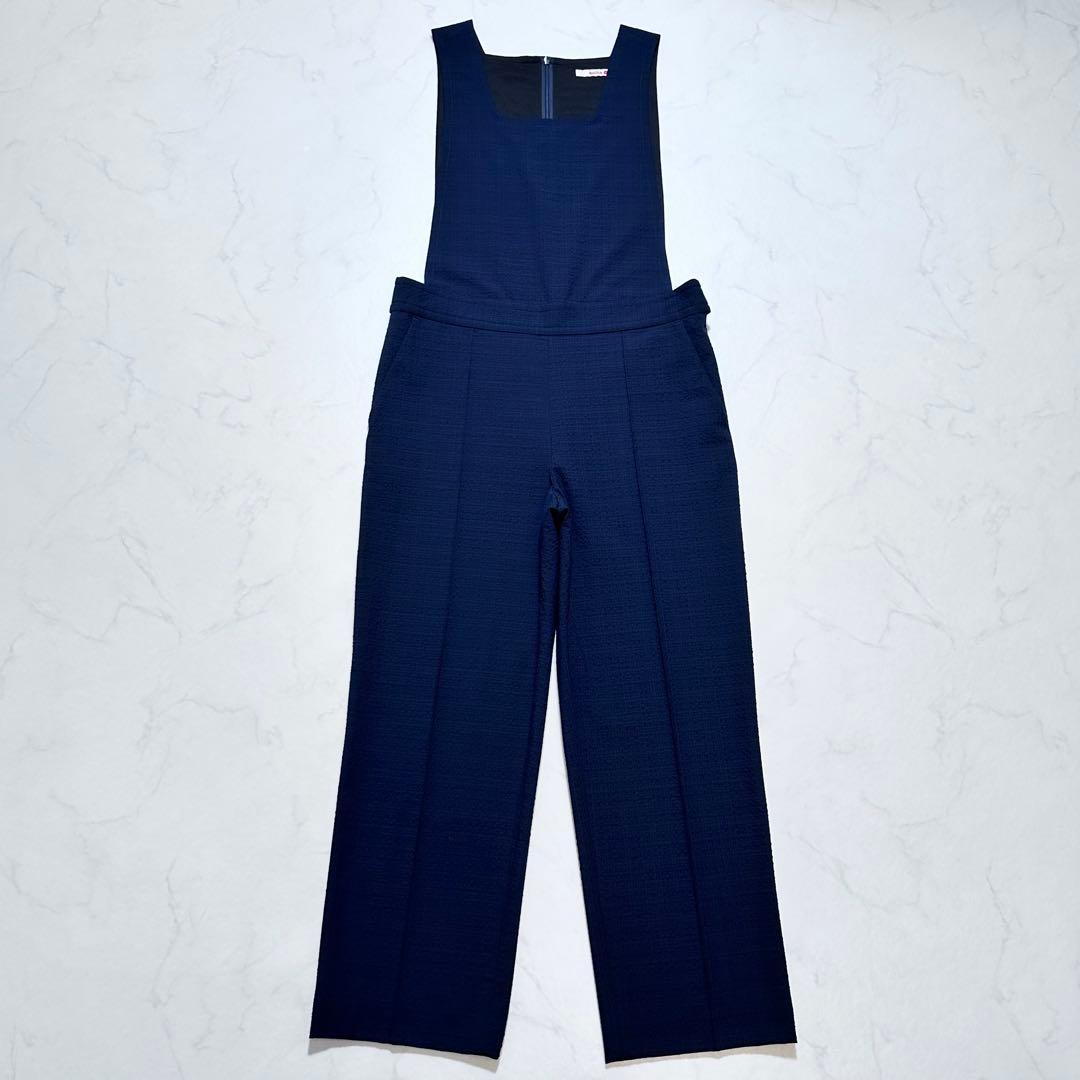 完売品✨BACCA シアサッカーカバードサロペット オールインワン 紺 34