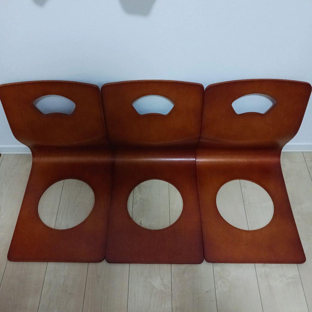 コメリ 木製チェア3脚セット まとめ買い向け 店舗什器にも　曲線デザイン