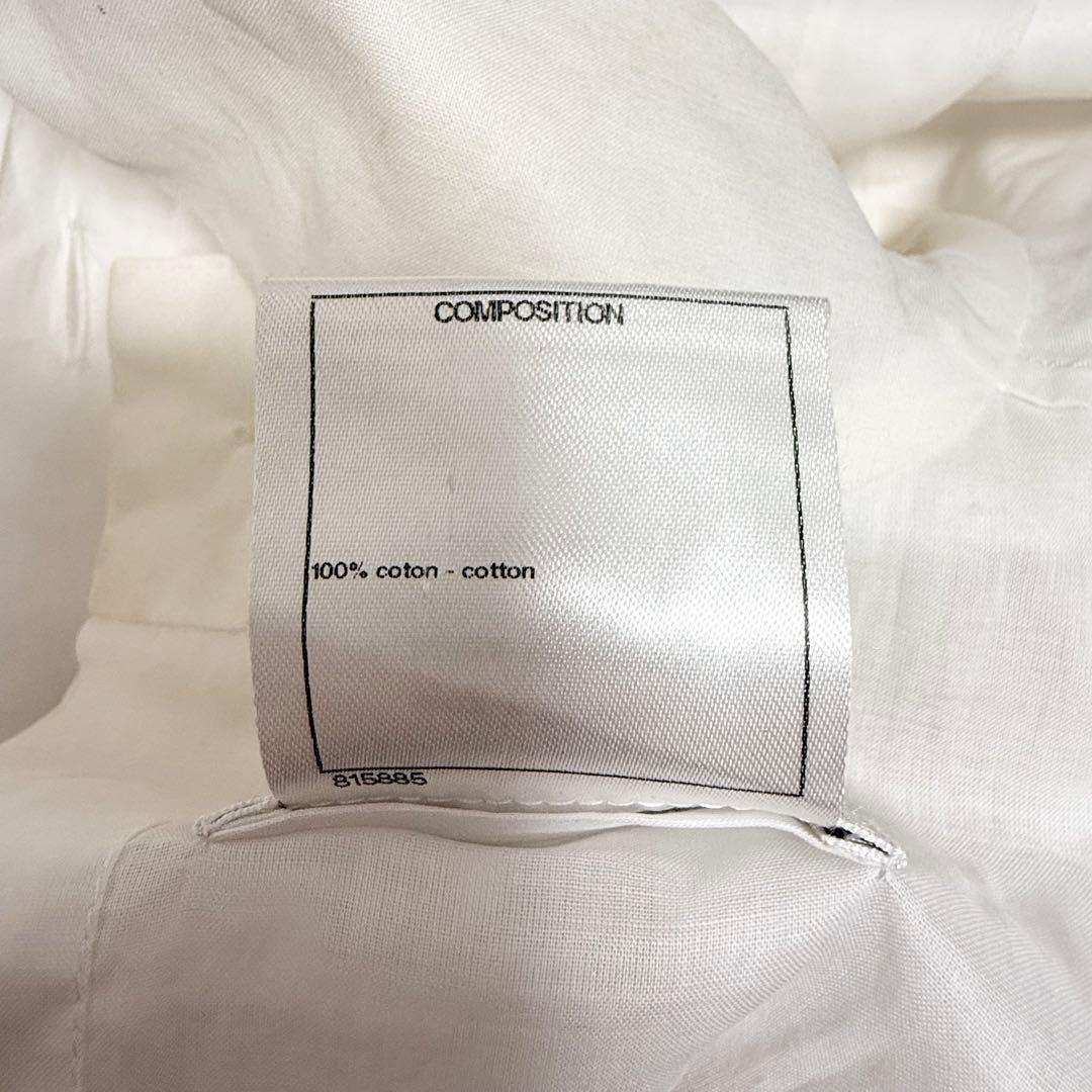 CHANEL ケープカラー カメリアボタン エンブロイダリーフリルブラウス