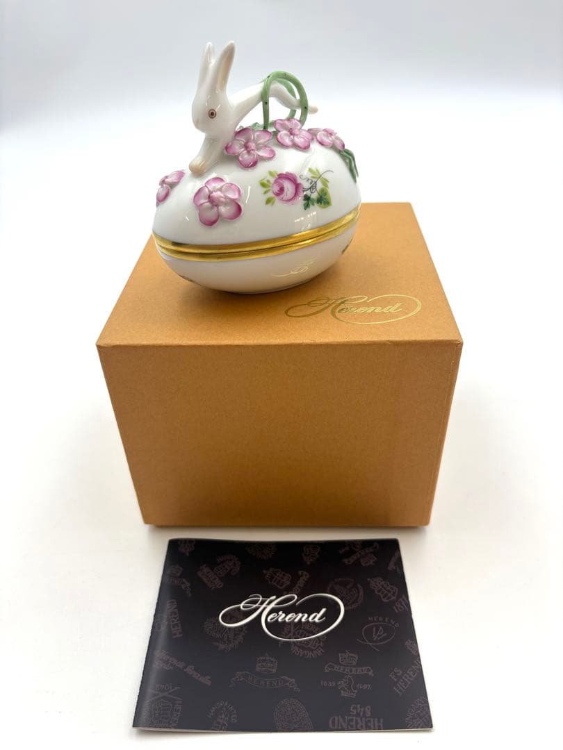 Herend ヘレンド ウィーンの薔薇　シンプルボンボン入れ　卵形　小物入れ箱付