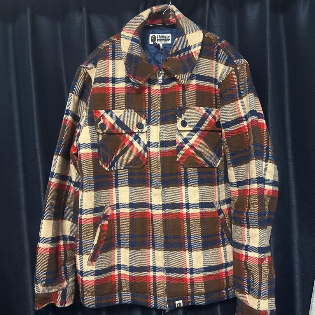 トップス BAPE CHECK CPO ZIP JACKET