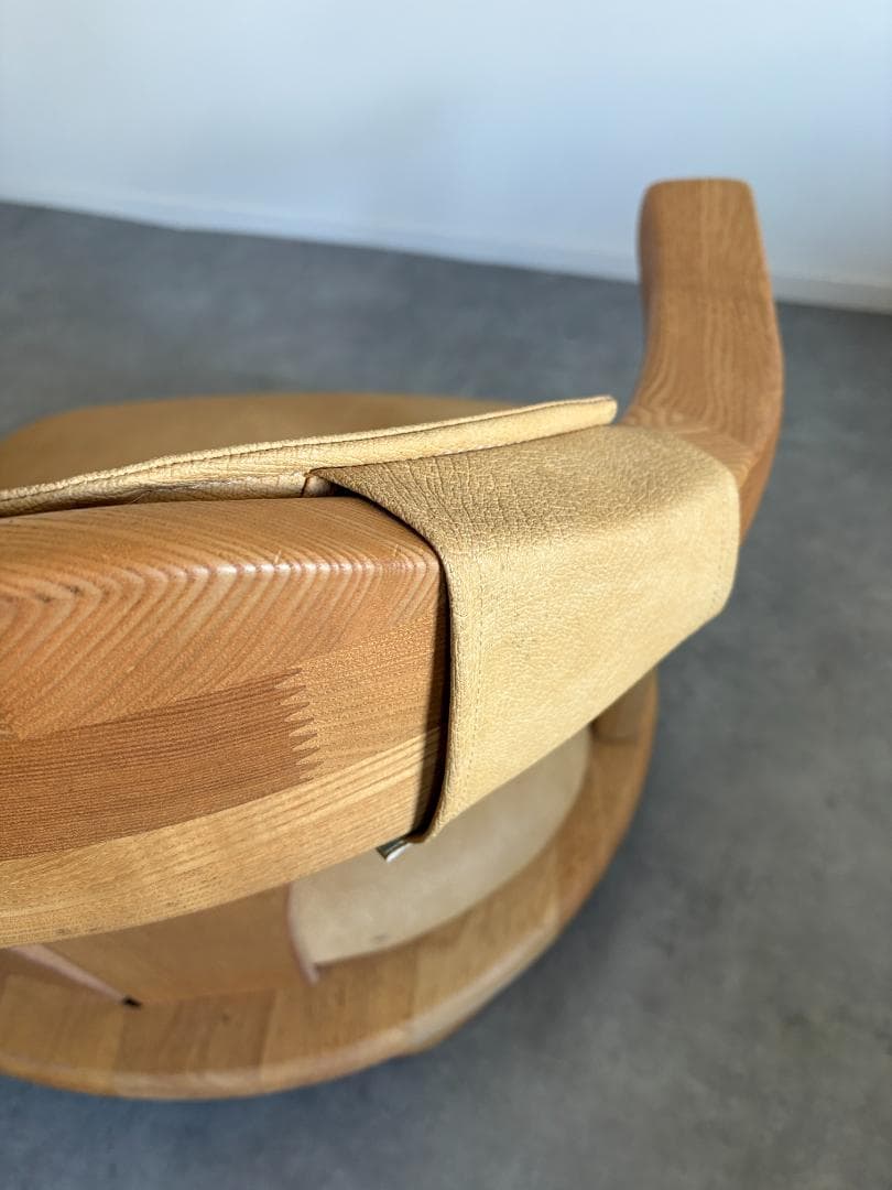 日本製 無垢材 回転座椅子【Ａ】