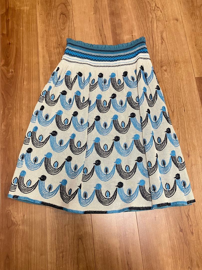 mina perhonen 刺繍スカート サイズ38 twitter 送料込 鳥
