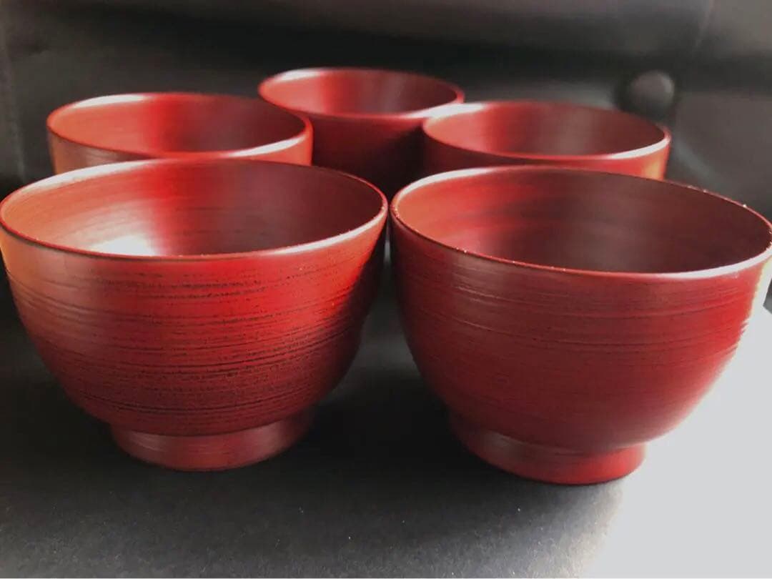 輪島塗　お猪口　朱色5客セット