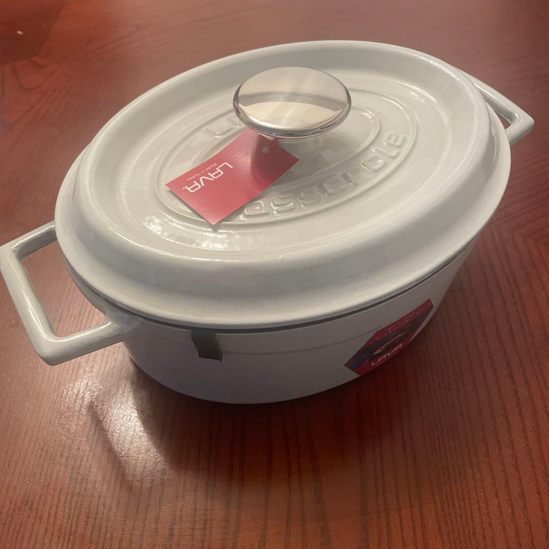 LAVA ラヴァ オーバル キャセロール マジョリカ ホワイト 25cm